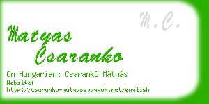 matyas csaranko business card