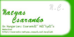 matyas csaranko business card